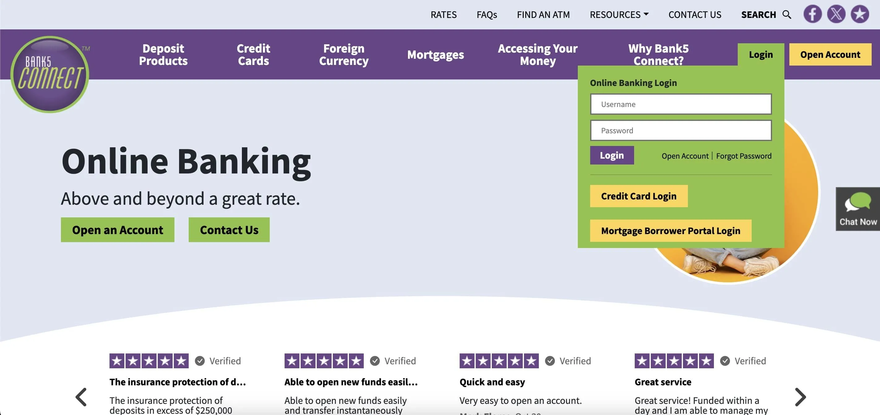 Đăng nhập ngân hàng trực tuyến Bank 5 Connect với giao diện bảo mật 2FA và các trường thông tin đăng nhập.