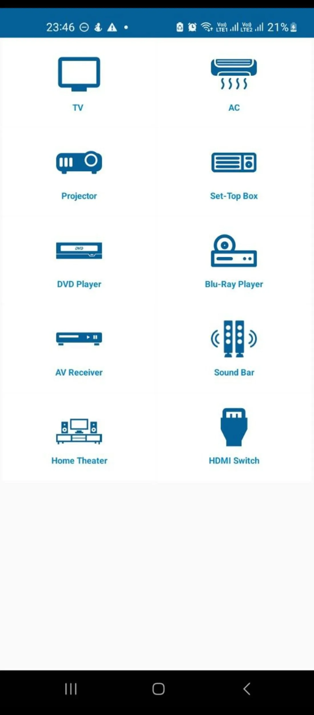 Danh sách các loại thiết bị giải trí và gia dụng tương thích với ứng dụng Lean Remote