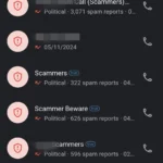 Danh sách cuộc gọi Truecaller hiển thị các số lừa đảo