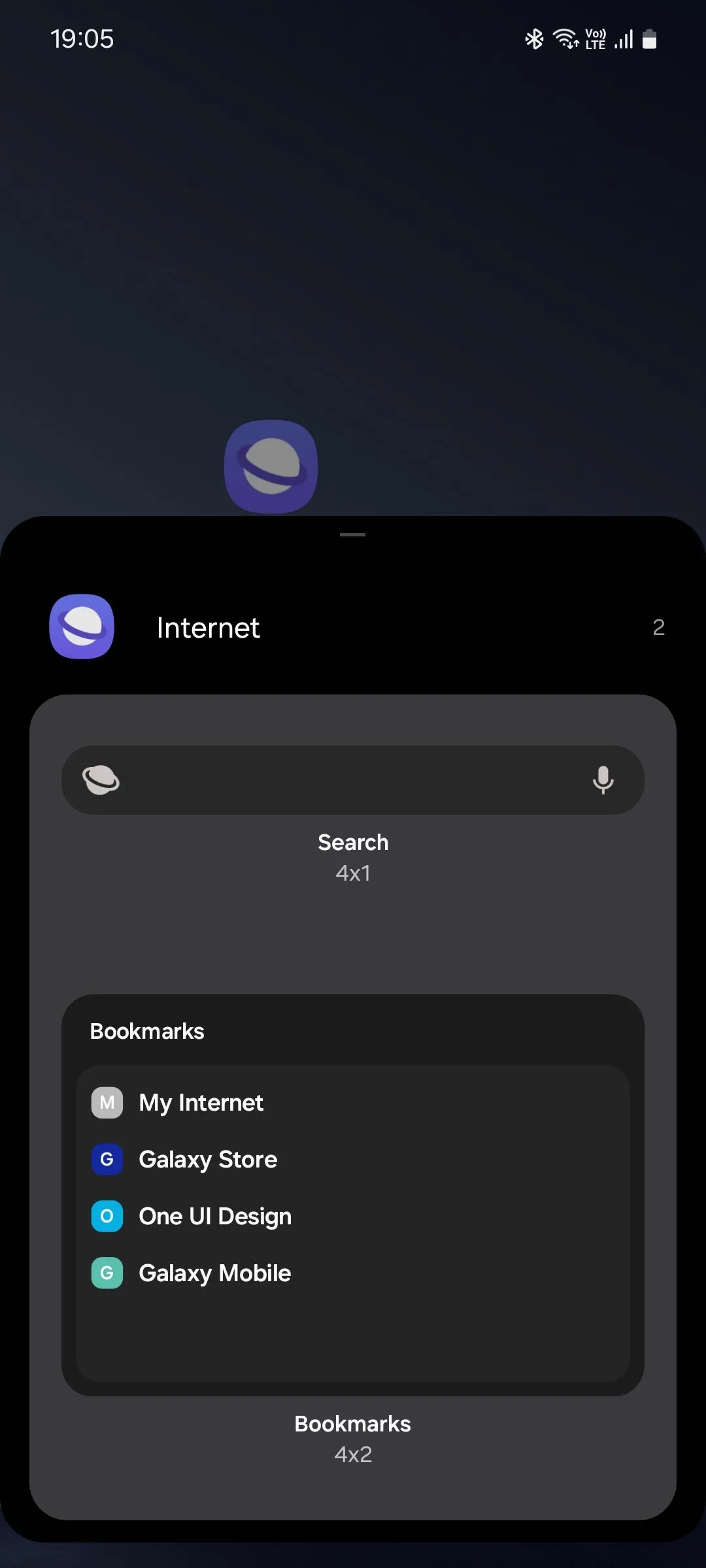 Danh sách widget Samsung Internet