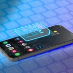Điện thoại di động hiển thị biểu tượng eSIM trên màn hình, tượng trưng cho công nghệ SIM nhúng mang lại lợi ích bảo mật vượt trội.