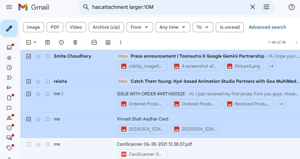 Dọn dẹp email có tệp đính kèm lớn trong Gmail để tiết kiệm dung lượng Drive