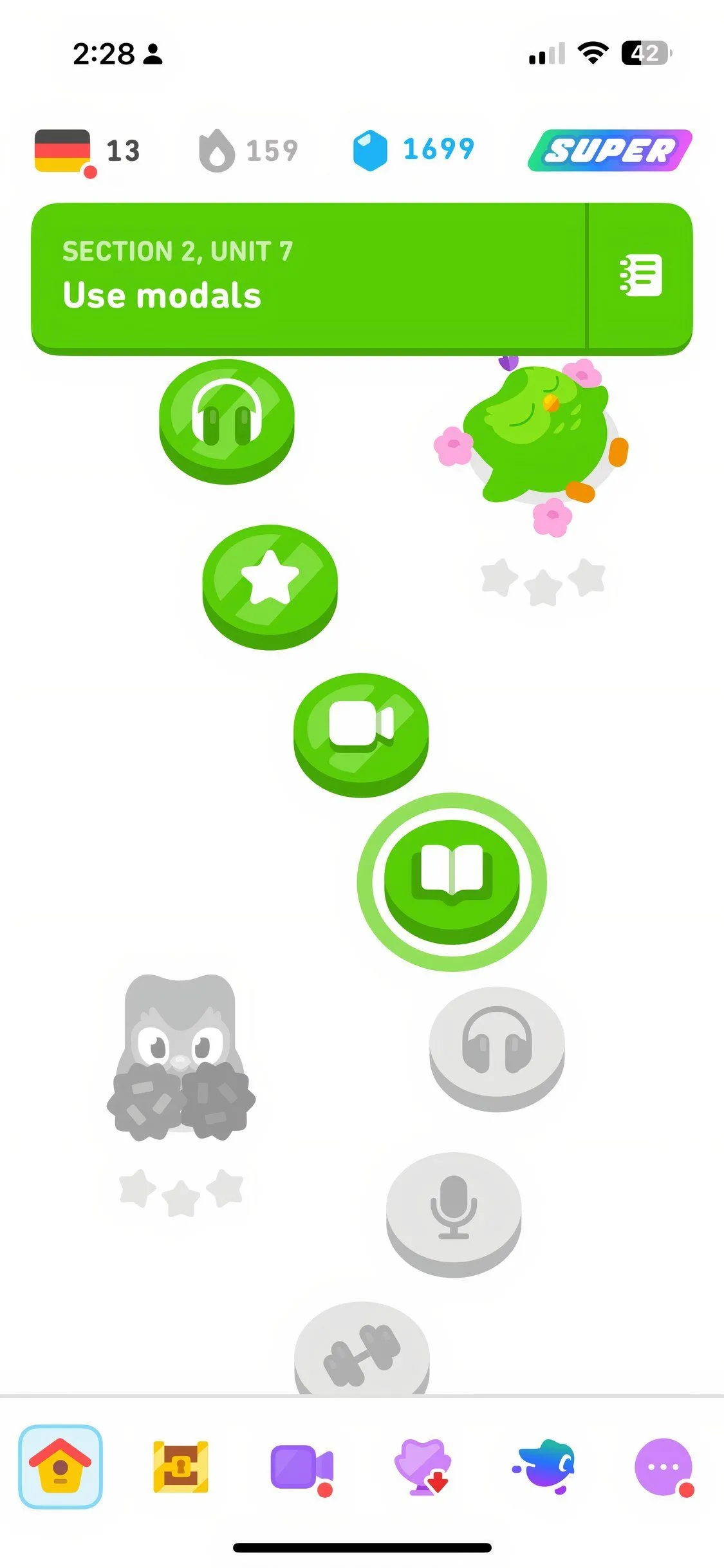 Duolingo: Giao diện trò chơi học ngôn ngữ trong ứng dụng