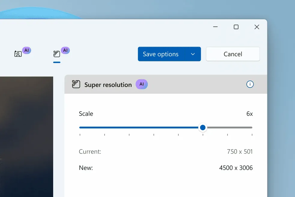Enhancing an image using Super resolution feature in Photos app