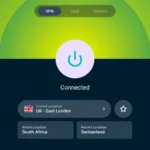 Express VPN đang kết nối trên màn hình TV, thể hiện sự bảo mật trực tuyến