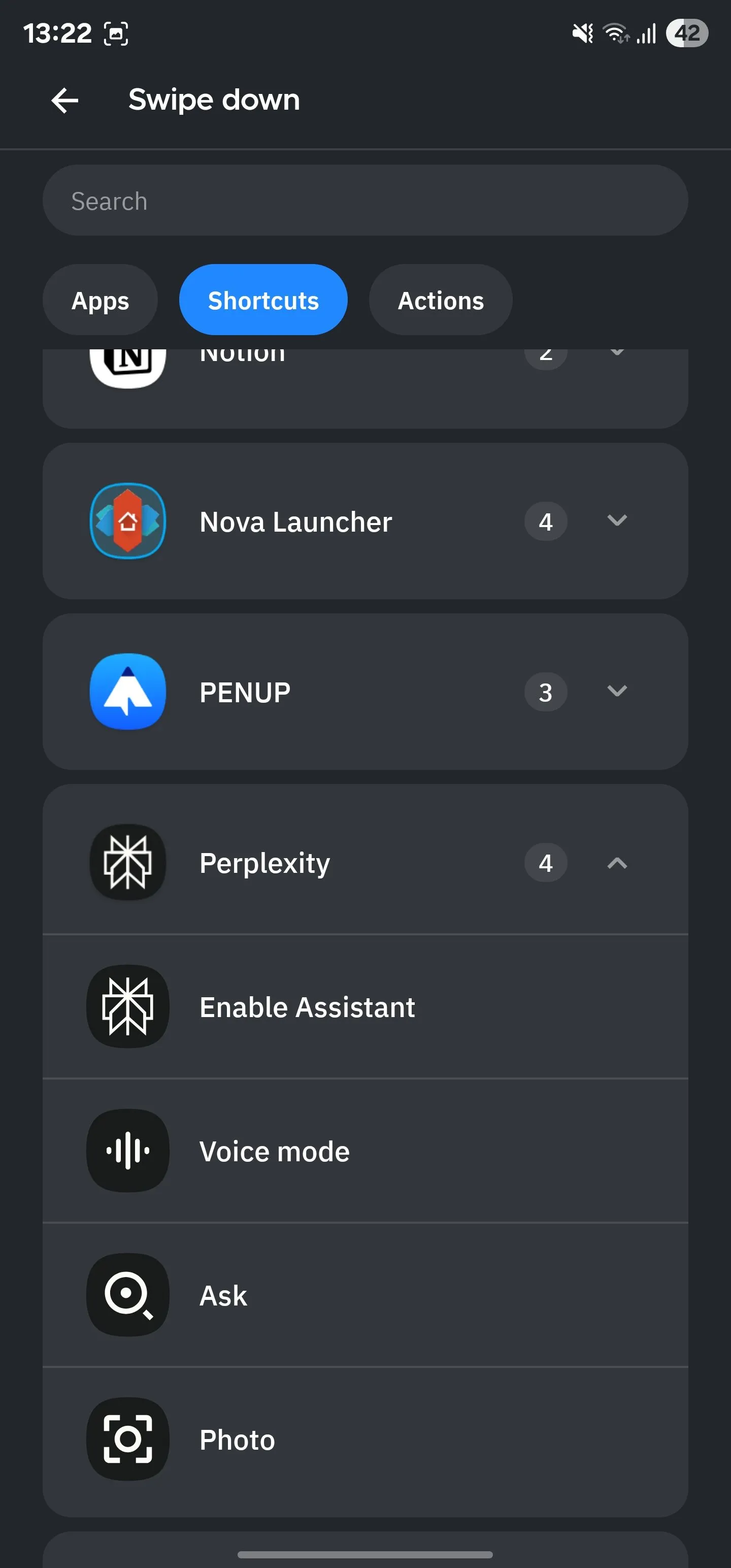 Gán hành động cho cử chỉ vuốt xuống trong Smart Launcher