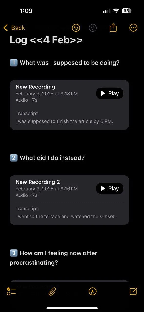 Ghi chú đã chuyển văn bản trong nhật ký trì hoãn Apple Notes