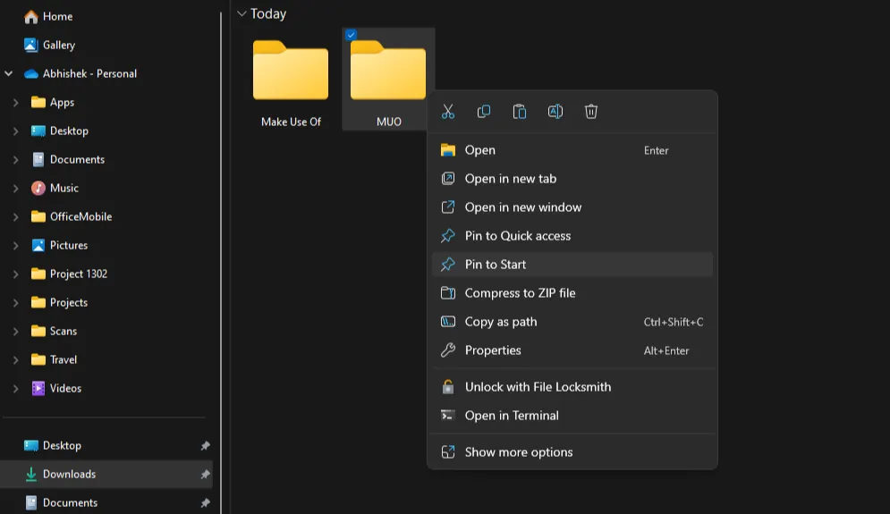 Ghim một thư mục bất kỳ vào Start Menu Windows 11 để truy cập nhanh