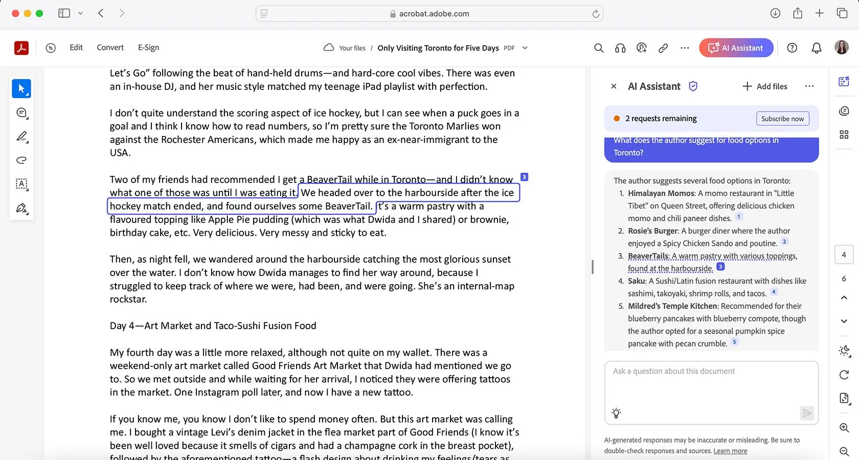 Giao diện Adobe Acrobat AI Assistant hiển thị tính năng trích dẫn nguồn rõ ràng