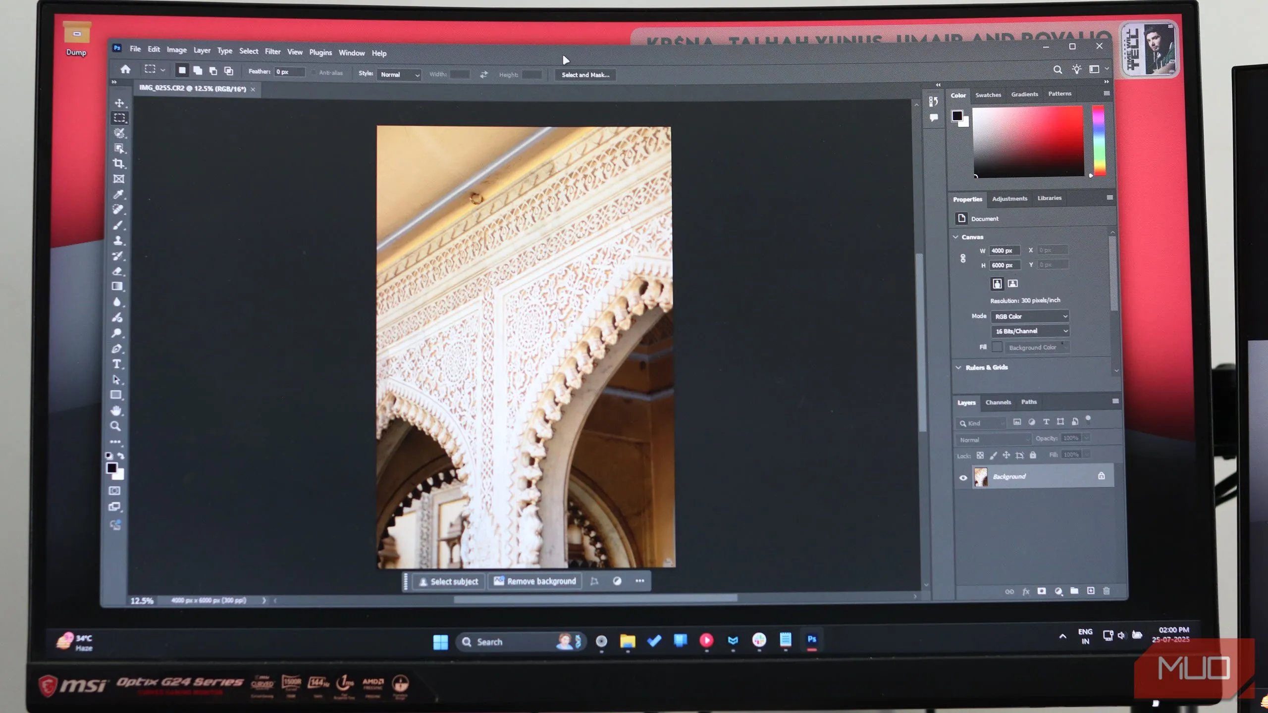Giao diện Adobe Photoshop 2025 trên hệ điều hành Windows 11 với thanh công cụ và các bảng điều khiển trực quan
