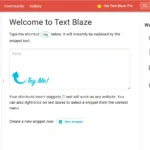 Giao diện bảng điều khiển Text Blaze trên Chrome