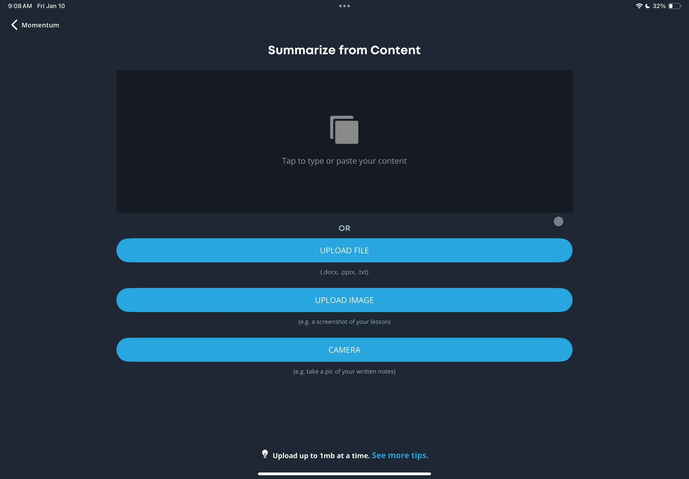 Giao diện Brainscape với tùy chọn &quot;Summarize From Content&quot; để tạo flashcard