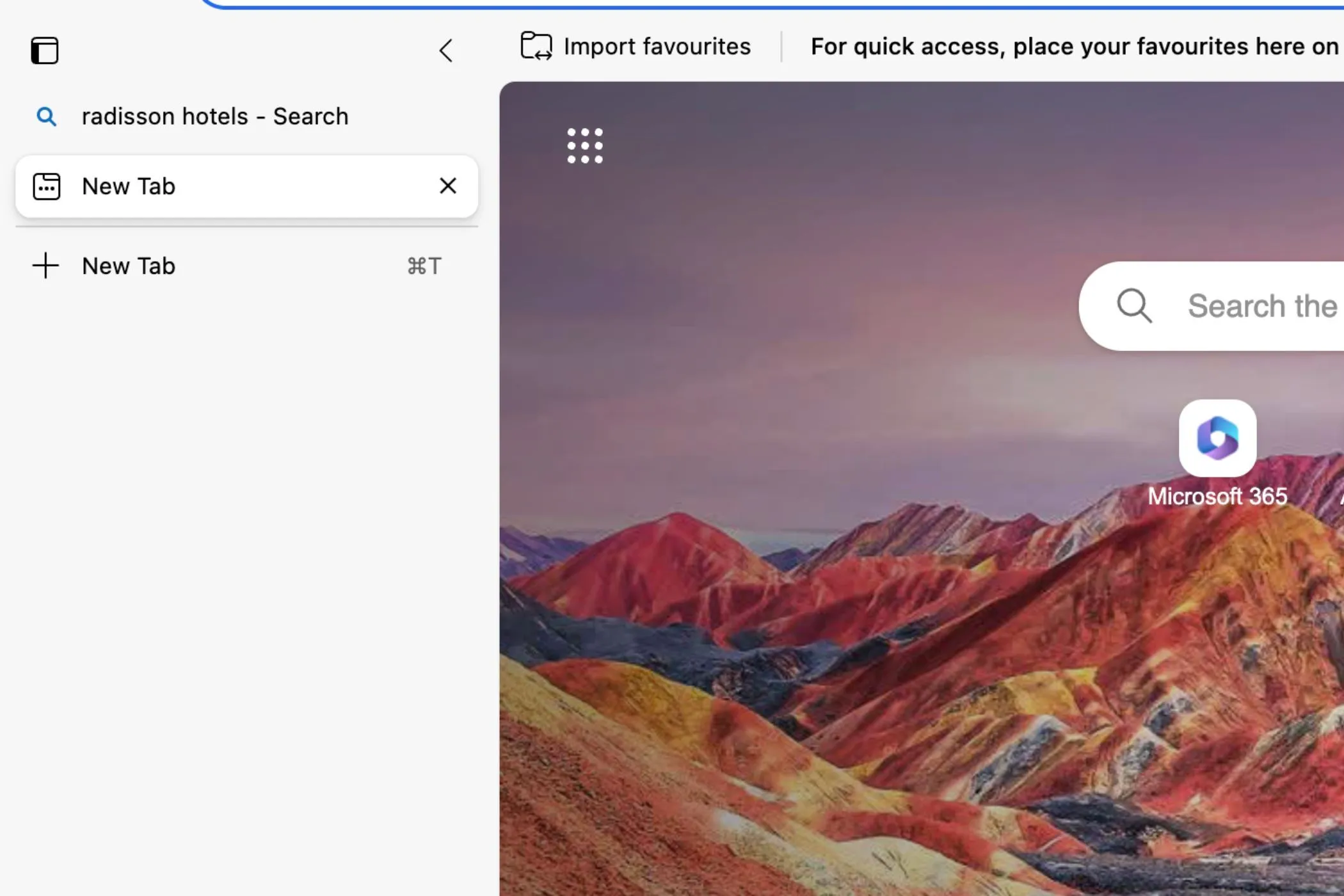 Giao diện các tab được sắp xếp dọc trên trình duyệt Microsoft Edge