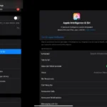 Giao diện cài đặt Apple Intelligence và Siri trên iPad