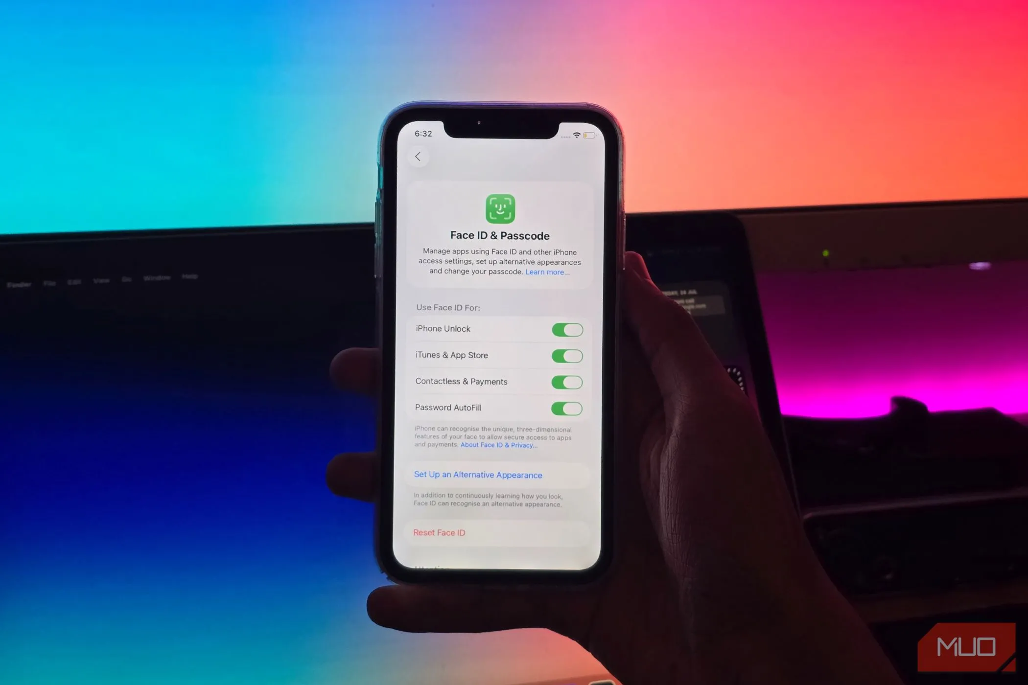 Giao diện cài đặt Face ID và Mật mã trên iPhone, cách kiểm tra Face ID