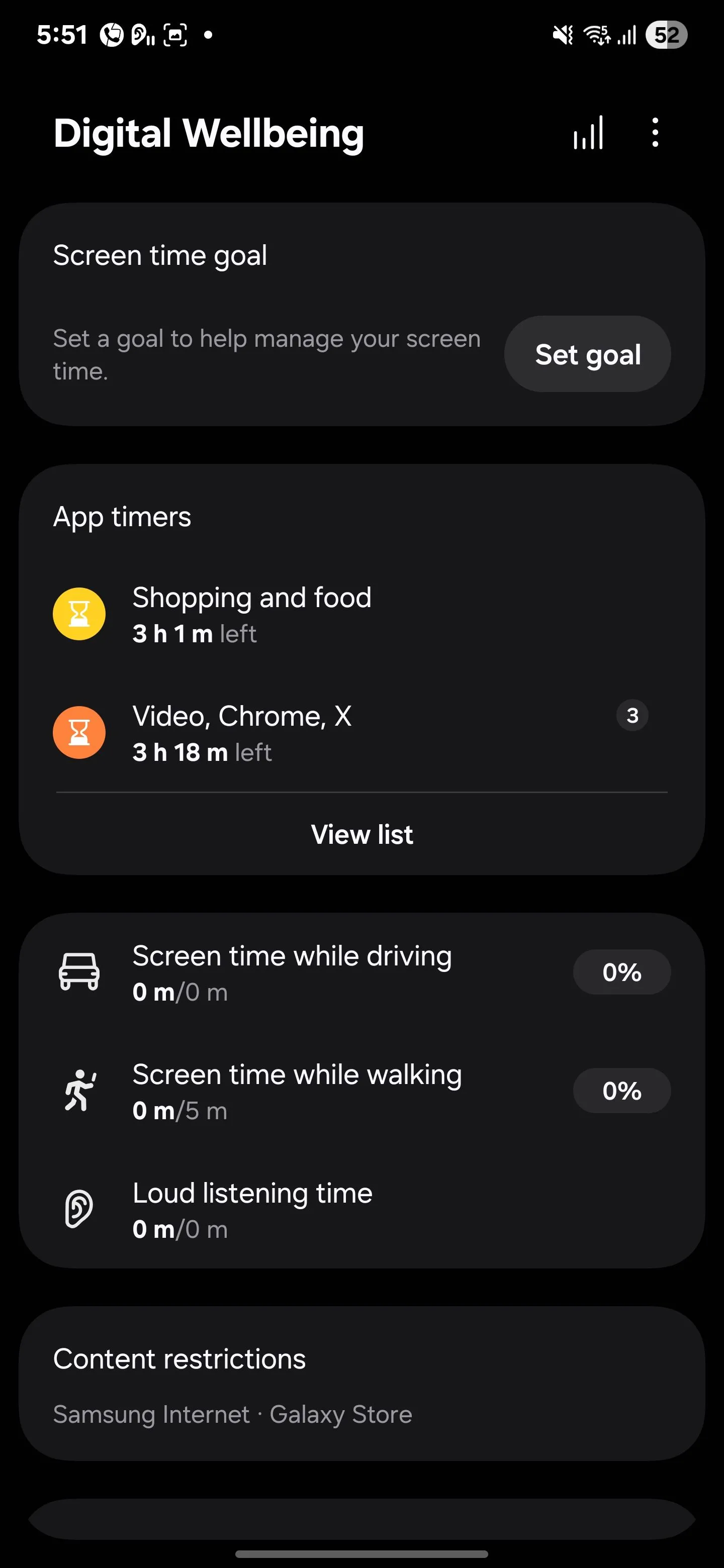 Giao diện cài đặt hẹn giờ ứng dụng (App Timers) trong Sức khỏe Kỹ thuật số của Samsung giúp giới hạn thời gian.