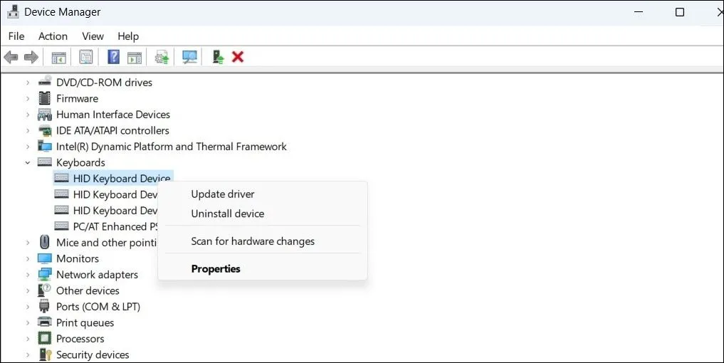 Giao diện Cập nhật Driver Bàn phím trong Trình quản lý Thiết bị của Windows