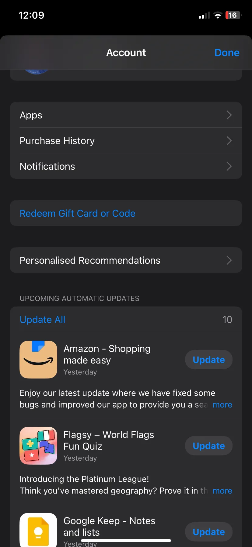 Giao diện cập nhật ứng dụng trong App Store trên iOS