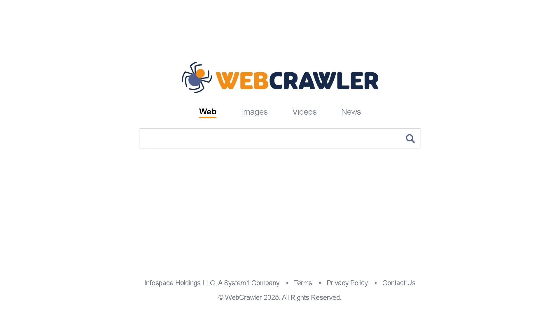 Giao diện chính của công cụ tìm kiếm WebCrawler.com, một trong những search engine lâu đời nhất