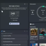 Giao diện chính của tính năng Focus Sessions trên Windows 11