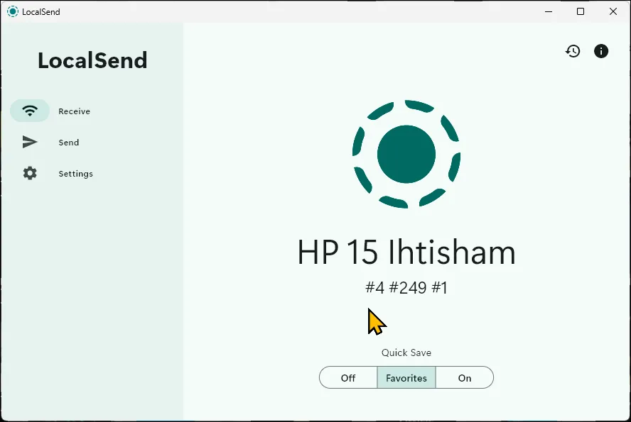 Giao diện chính của ứng dụng LocalSend trên Windows 11 để chia sẻ file nhanh chóng