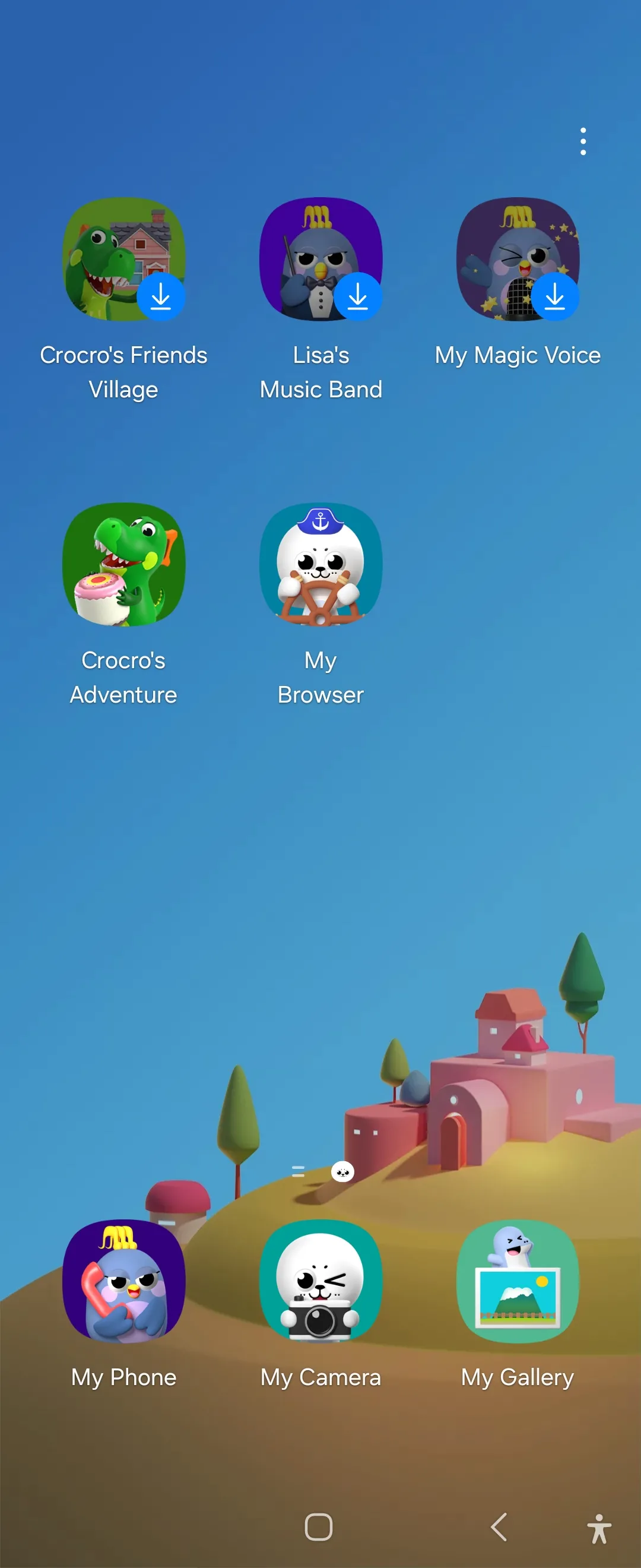 Giao diện chính của ứng dụng Samsung Kids trên Galaxy Flip 6, tạo môi trường giải trí và học tập an toàn cho trẻ em.