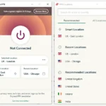 Giao diện chính ExpressVPN với danh sách vị trí máy chủ để bảo vệ eSIM