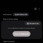 Giao diện chính Quick Share trên điện thoại Samsung Galaxy hiển thị các tùy chọn chia sẻ file