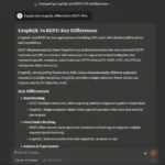 Giao diện Claude AI với câu trả lời về GraphQL so với REST, hiển thị các tùy chọn giải thích