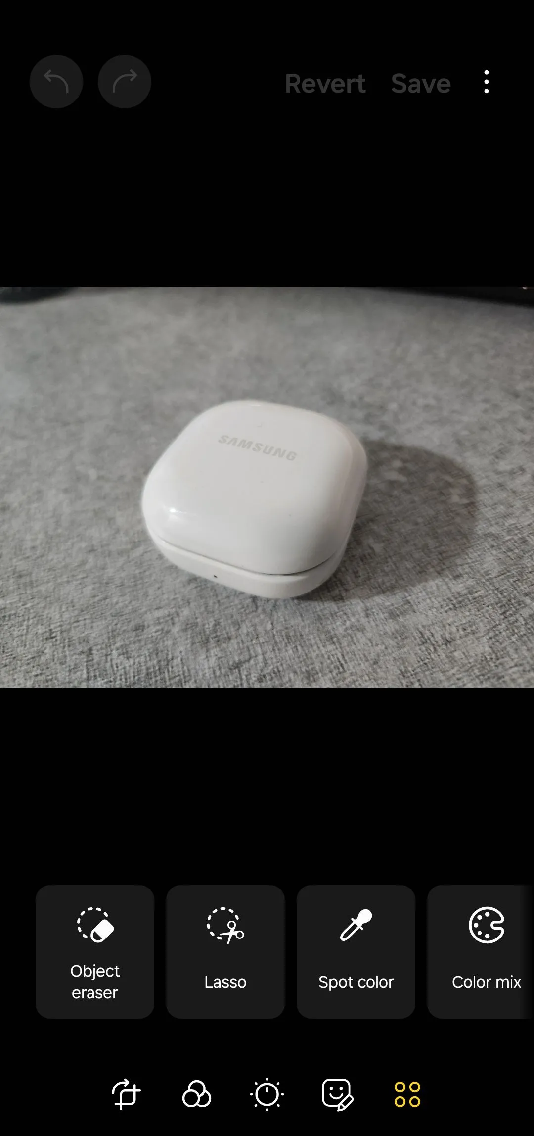 Giao diện công cụ chỉnh sửa ảnh trên Samsung Gallery