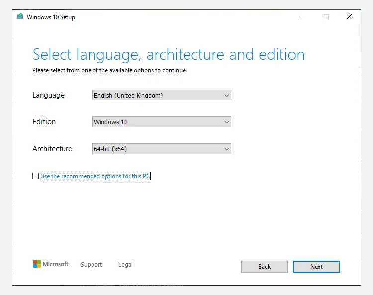 Giao diện công cụ Media Creation Tool của Microsoft dùng để tạo USB cài đặt Windows.