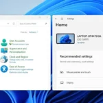 Giao diện Control Panel và ứng dụng Settings của Windows 11 đặt cạnh nhau