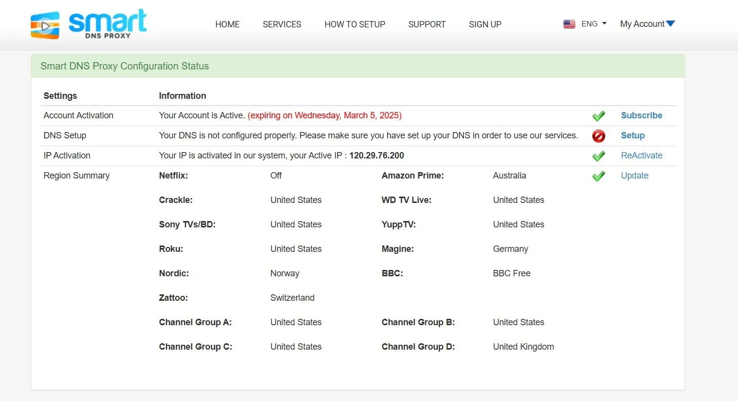 Giao diện đăng ký tài khoản Smart DNS Proxy