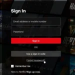 Giao diện đăng nhập Netflix với tùy chọn Quên mật khẩu