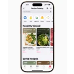 Giao diện danh mục công thức nấu ăn trên Apple News+ Food, hiển thị tùy chọn tìm kiếm và lọc món ăn đa dạng.