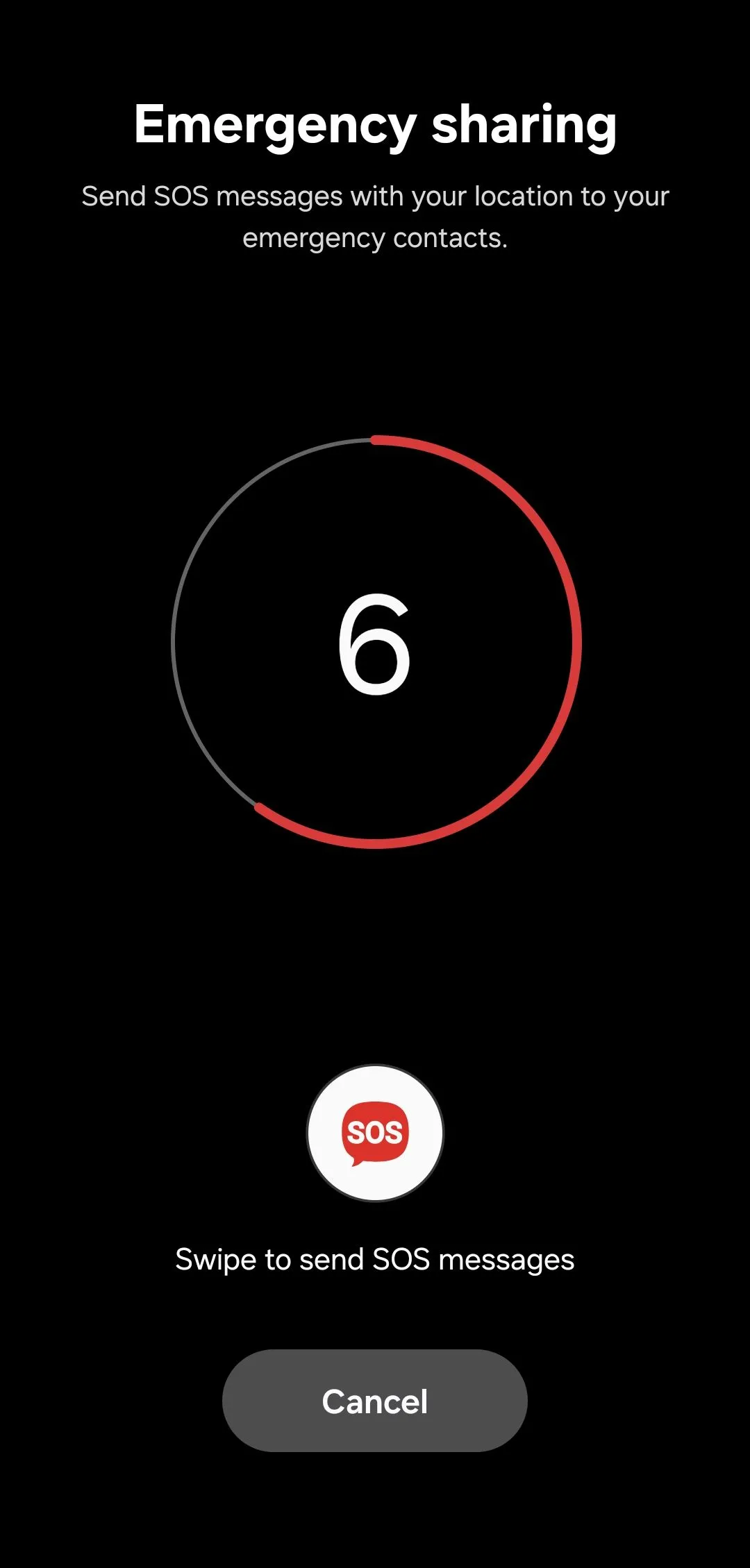 Giao diện demo tính năng chia sẻ khẩn cấp SOS trên Android