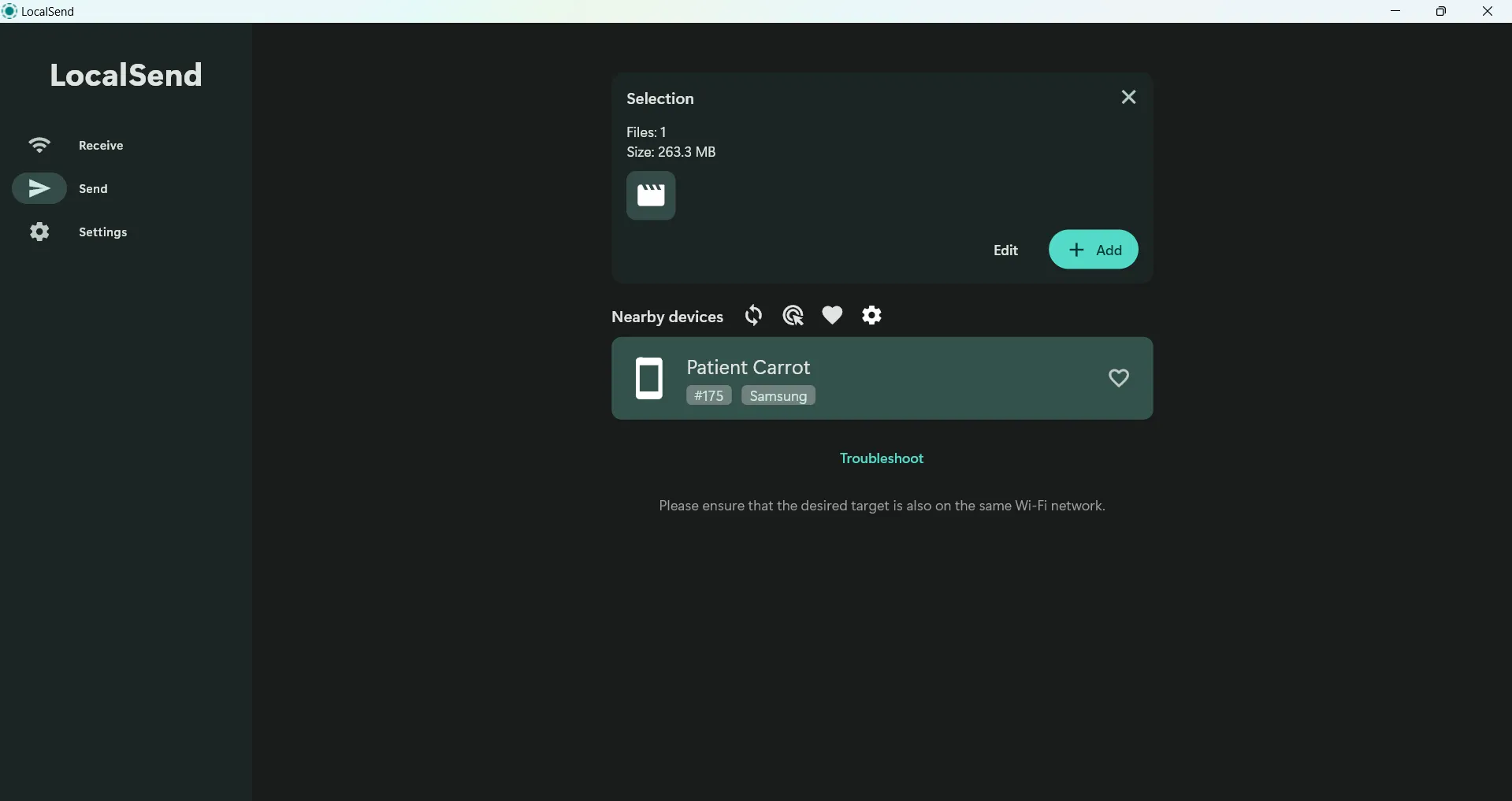Giao diện desktop của ứng dụng chia sẻ file LocalSend