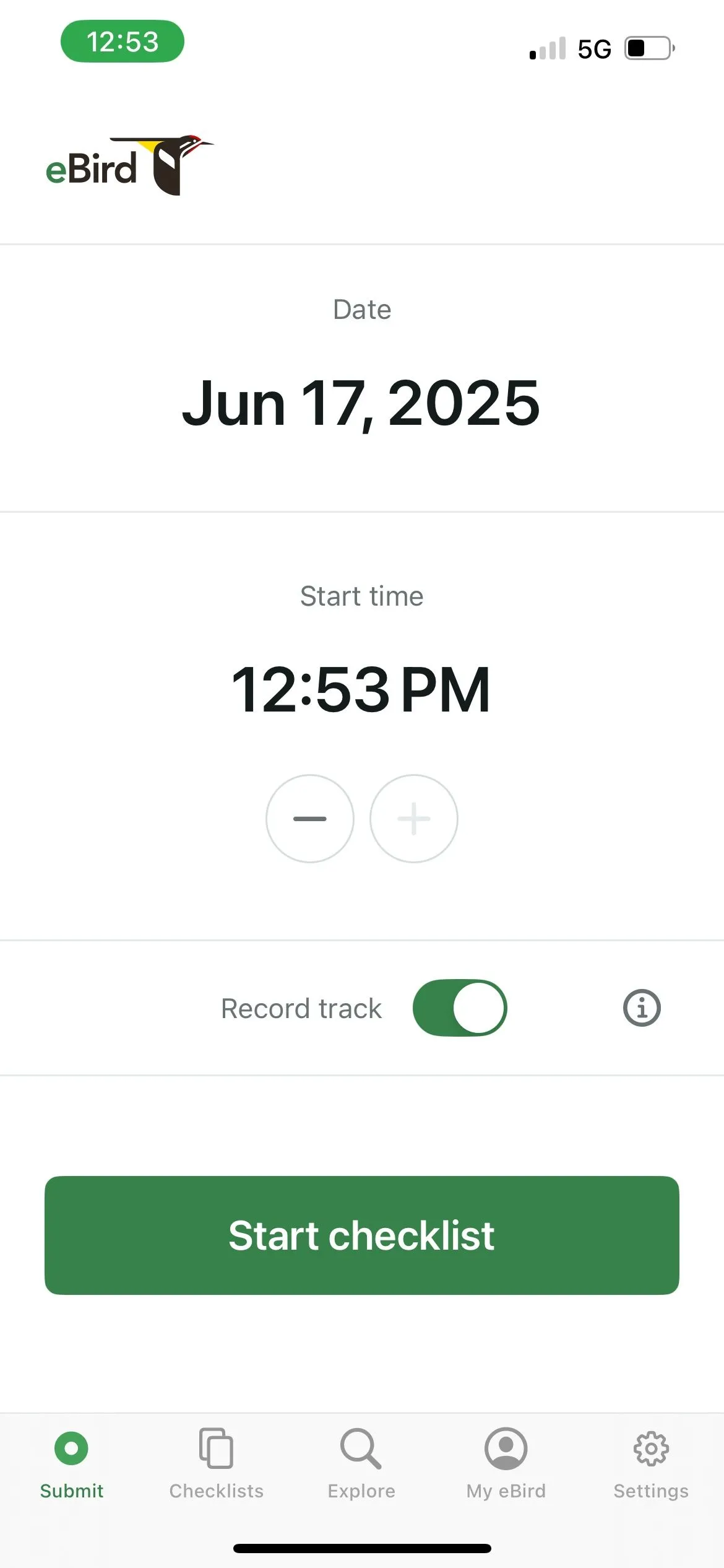 Giao diện eBird nơi người dùng ghi lại quan sát chim