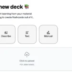 Giao diện FlashKa hiển thị các chế độ tạo bộ flashcard từ PDF, mô tả, văn bản và thủ công