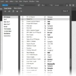 Giao diện Font Browser trong Adobe Photoshop với các tùy chọn lọc và xem trước font chữ