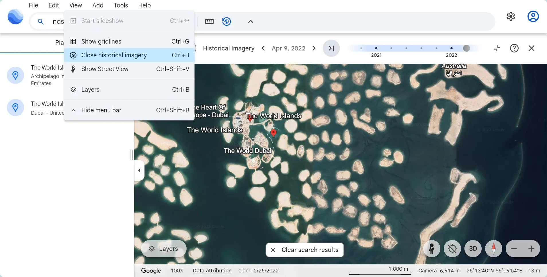 Giao diện Google Earth với tính năng Street View lịch sử giúp khám phá quá khứ các địa điểm