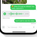 Giao diện iPhone hiển thị tính năng RCS trong ứng dụng Tin nhắn