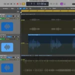 Giao diện Logic Pro 11 với các track âm thanh hiển thị rõ ràng, nơi xử lý vocal và phối khí.
