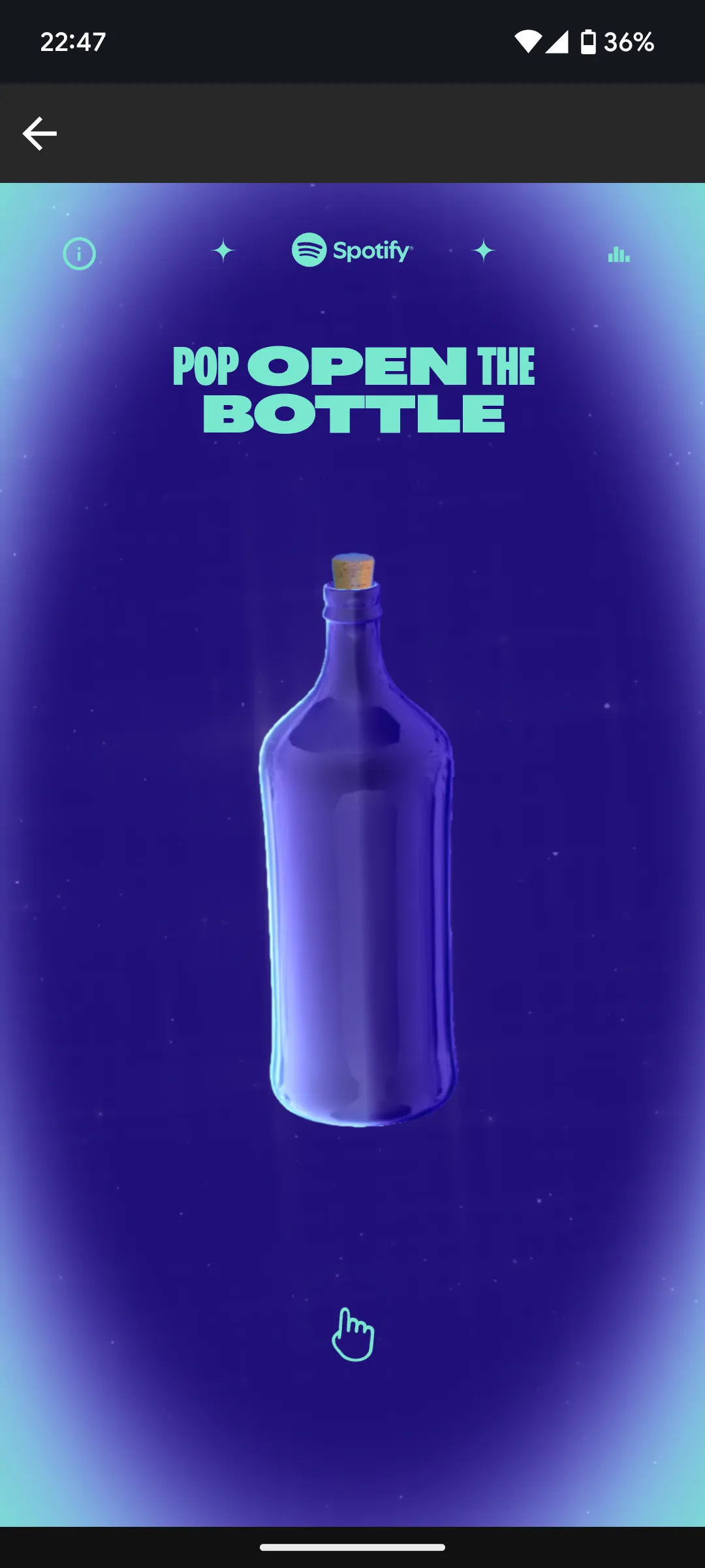 Giao diện màn hình chào mừng tính năng Playlist In a Bottle của Spotify khi người dùng sẵn sàng mở hộp thời gian âm nhạc cá nhân.