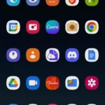 Giao diện màn hình ứng dụng Samsung sau khi tùy chỉnh với Home Up Good Lock, hiển thị các biểu tượng nhỏ và không nhãn tên