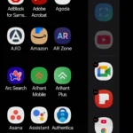 Giao diện menu ứng dụng trên Edge Panel của điện thoại Samsung