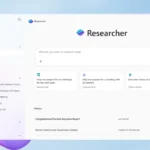 Giao diện Microsoft 365 Copilot với trợ lý AI Researcher đang hoạt động, biểu thị khả năng nghiên cứu thông tin chuyên sâu.