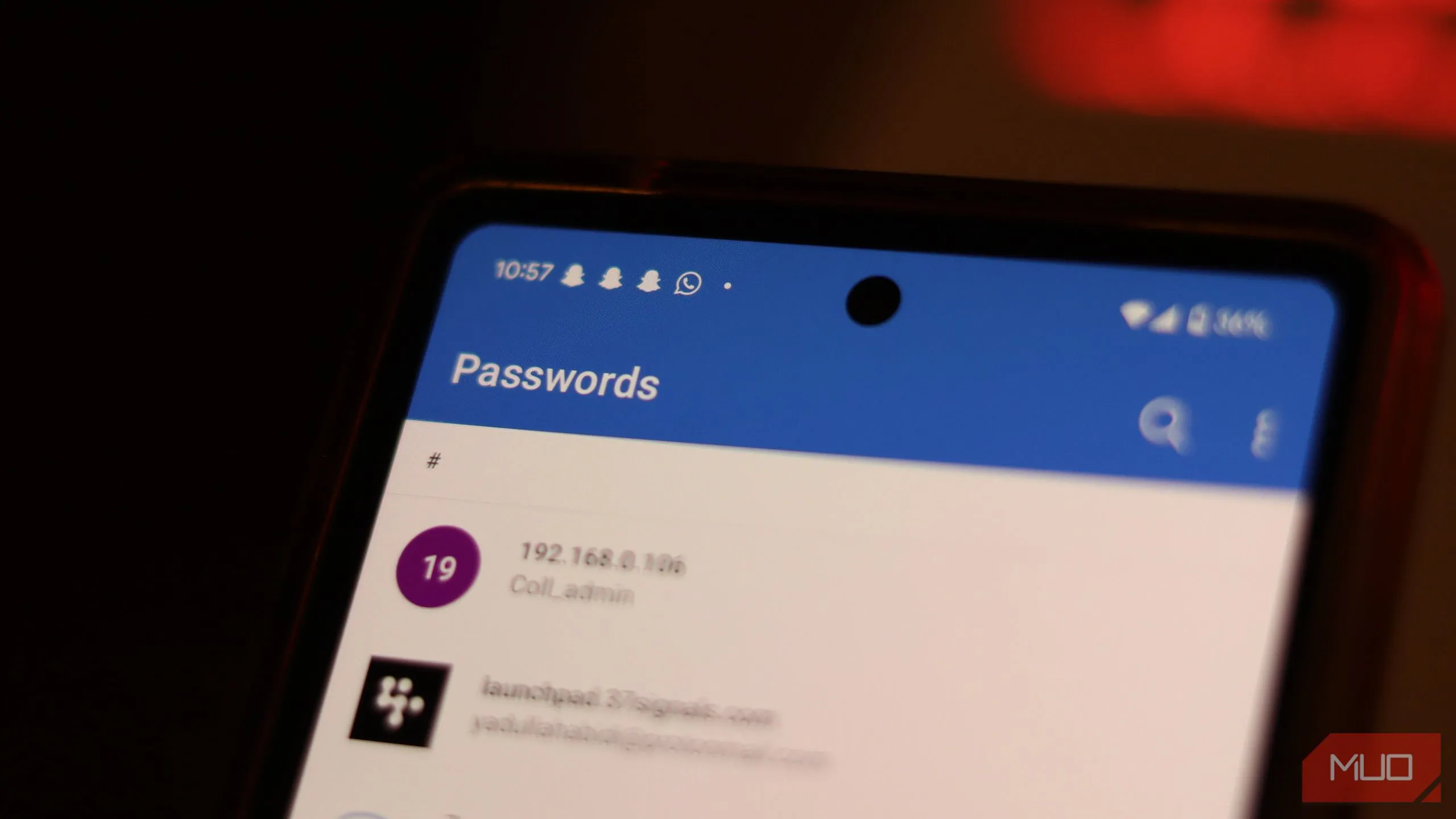 Giao diện mục Mật khẩu trong Microsoft Authenticator