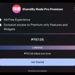 Giao diện nâng cấp gói Premium trọn đời của ứng dụng StandBy Mode Pro, giúp biến Android thành màn hình chờ kiểu iPhone.