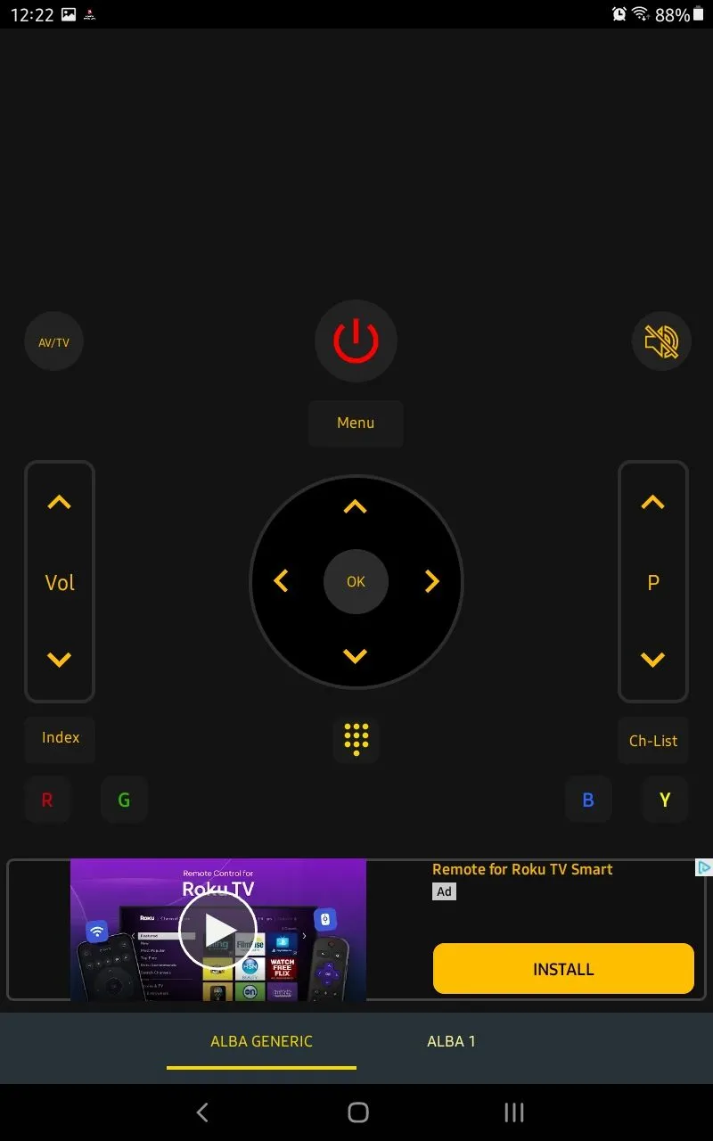 Giao diện người dùng của ứng dụng điều khiển TV đa năng CodeMatics Universal TV Remote Control